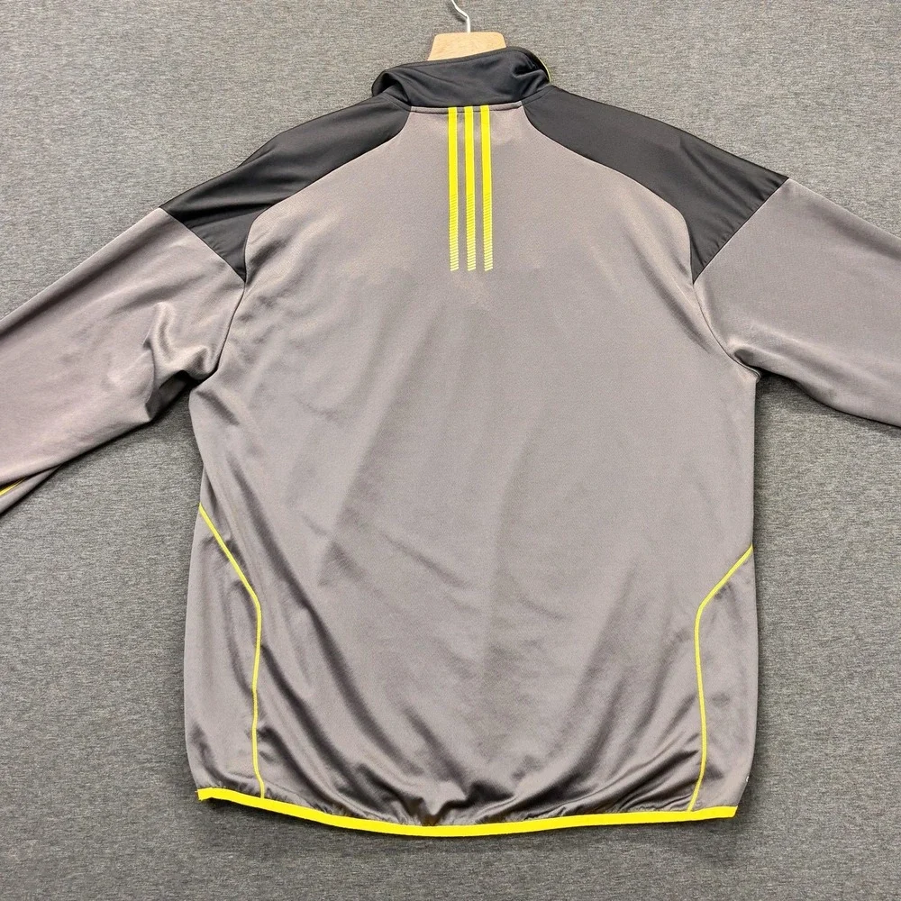 Adidas‎ Climalite Quarter Zip Pullover Mens XL Gray Yellow Running Athletic Top